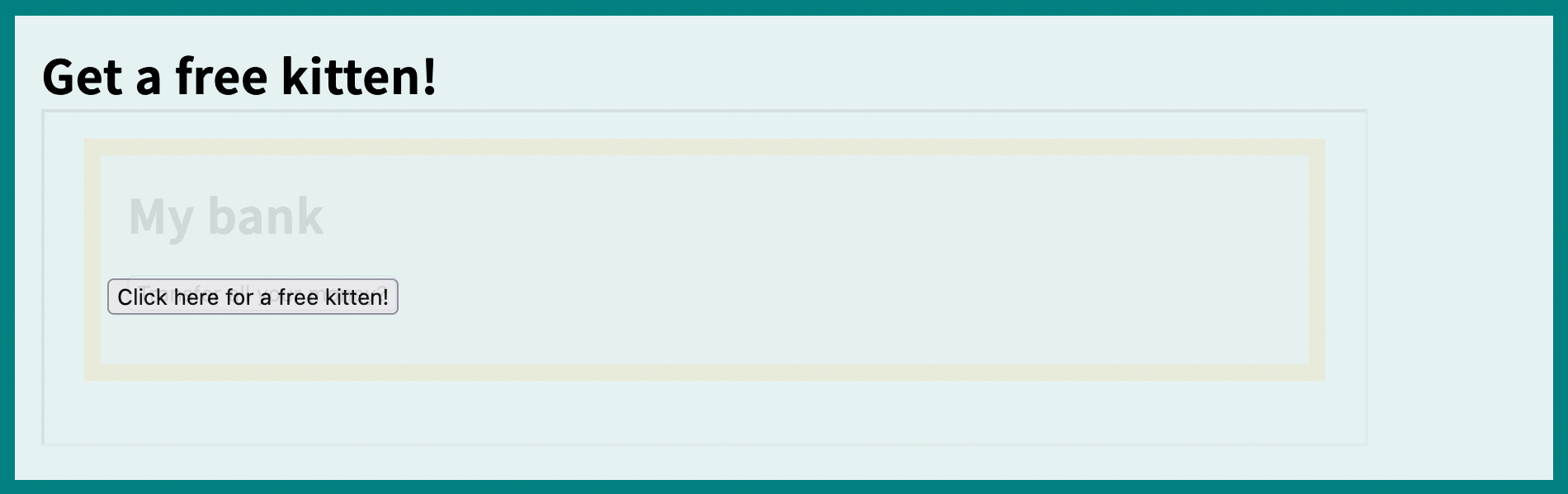 Screenshot einer Clickjacking-Website, welche die Bank-Website eingebettet zeigt.